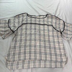 CALVIN Klein Flare Sleeve Pipe Trim Plaid Top  2X                        Lot J